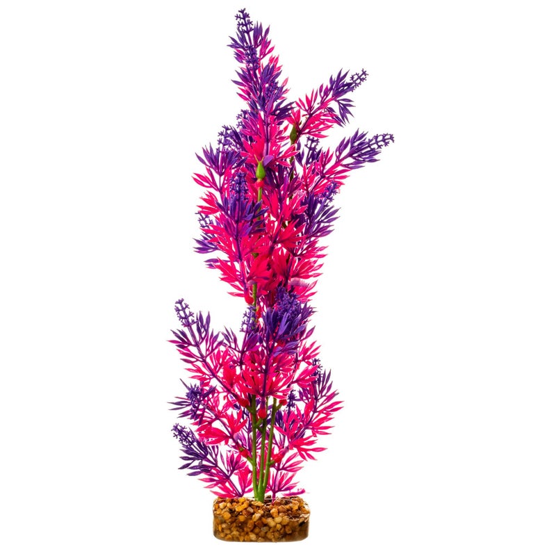 GloFish Plant Aquarium DÃ©cor, Purple and Pink Large, Fluorescent Under Blue LED Light - Image 1